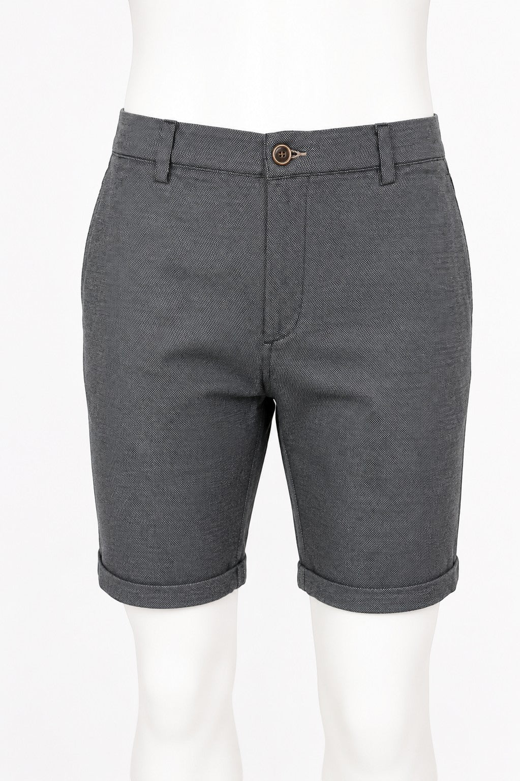 Short chino Frippindealz Jack & Jones gris chiné slim fit en coton recyclé avec revers aux jambes