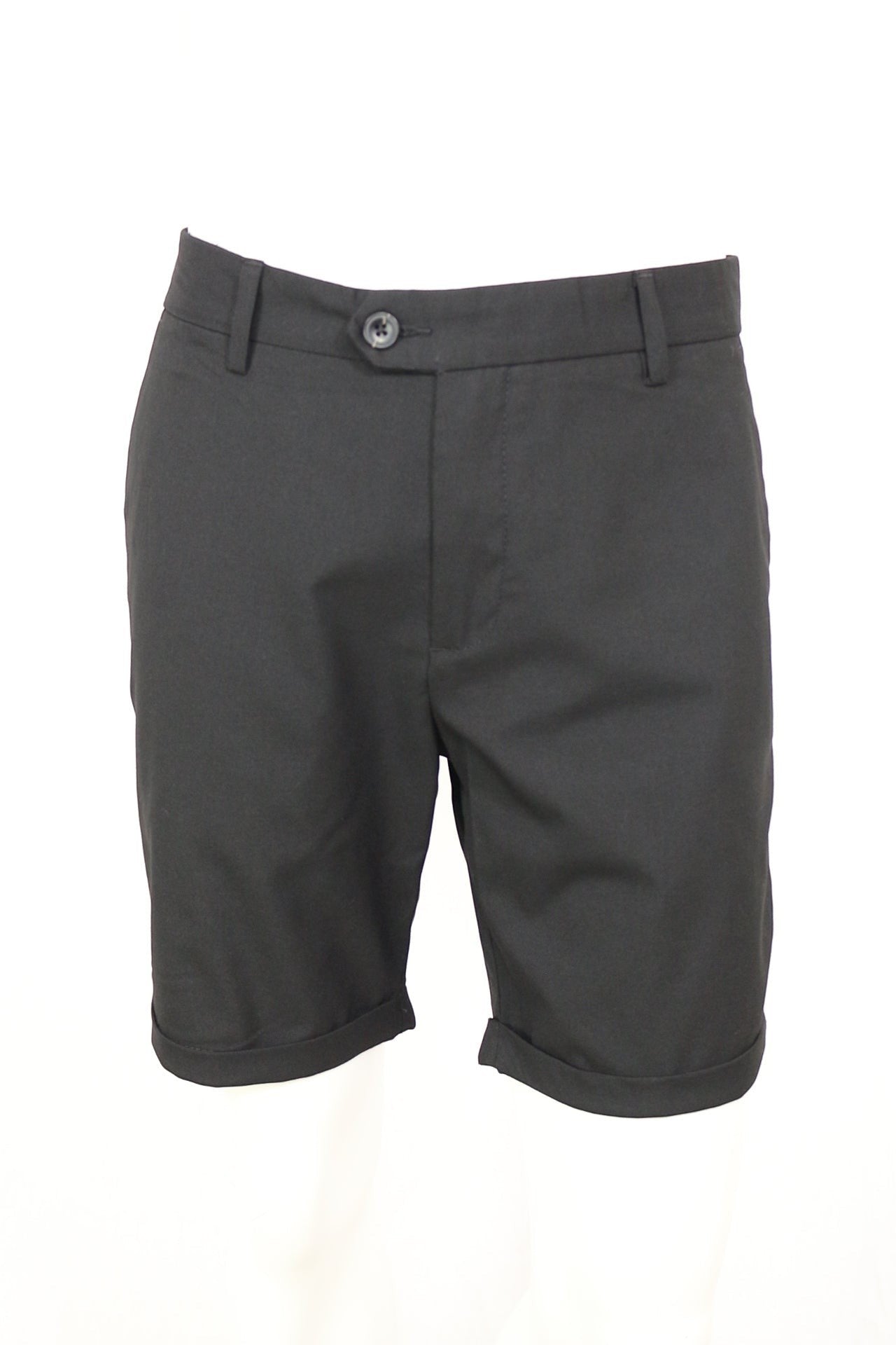 Bermuda chino noir Jack & Jones coupe regular fit avec revers, style casual chic Frippindealz