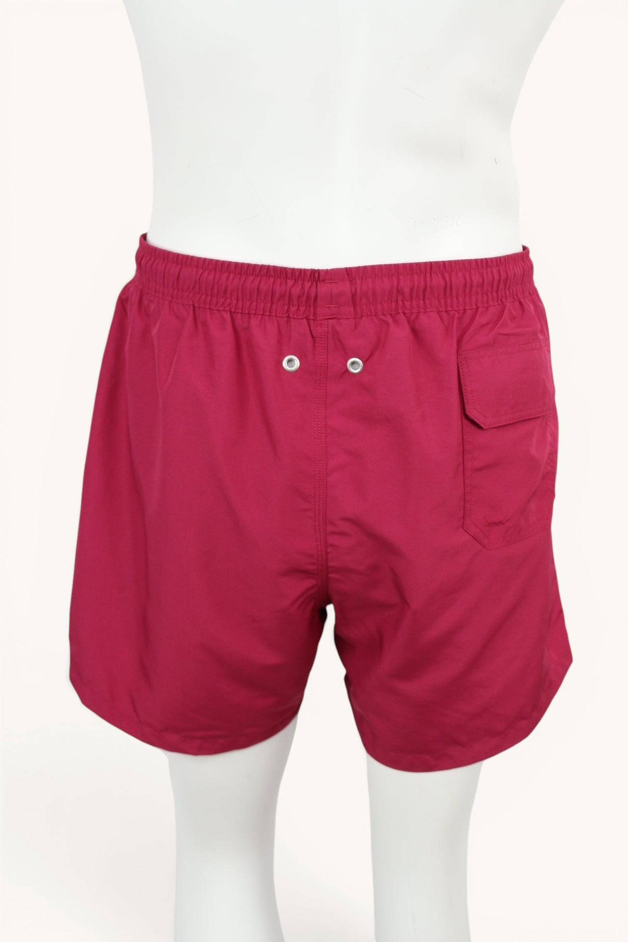 Short de bain bordeaux Frippindealz avec taille élastiquée, poche latérale et détails métalliques, style casual.