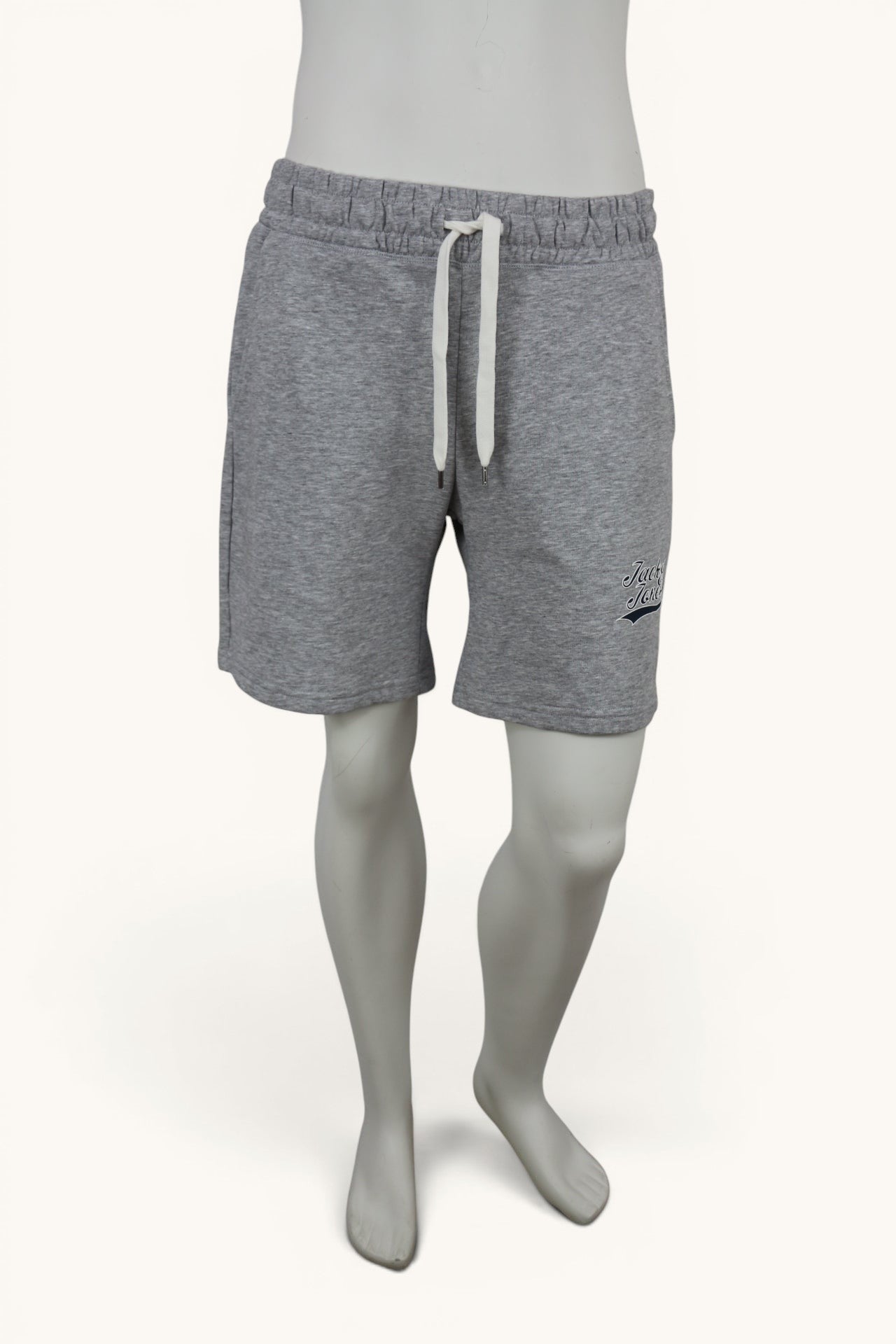 Short homme gris chiné Frippindealz en molleton avec cordon de serrage blanc et logo Jack & Jones imprimé