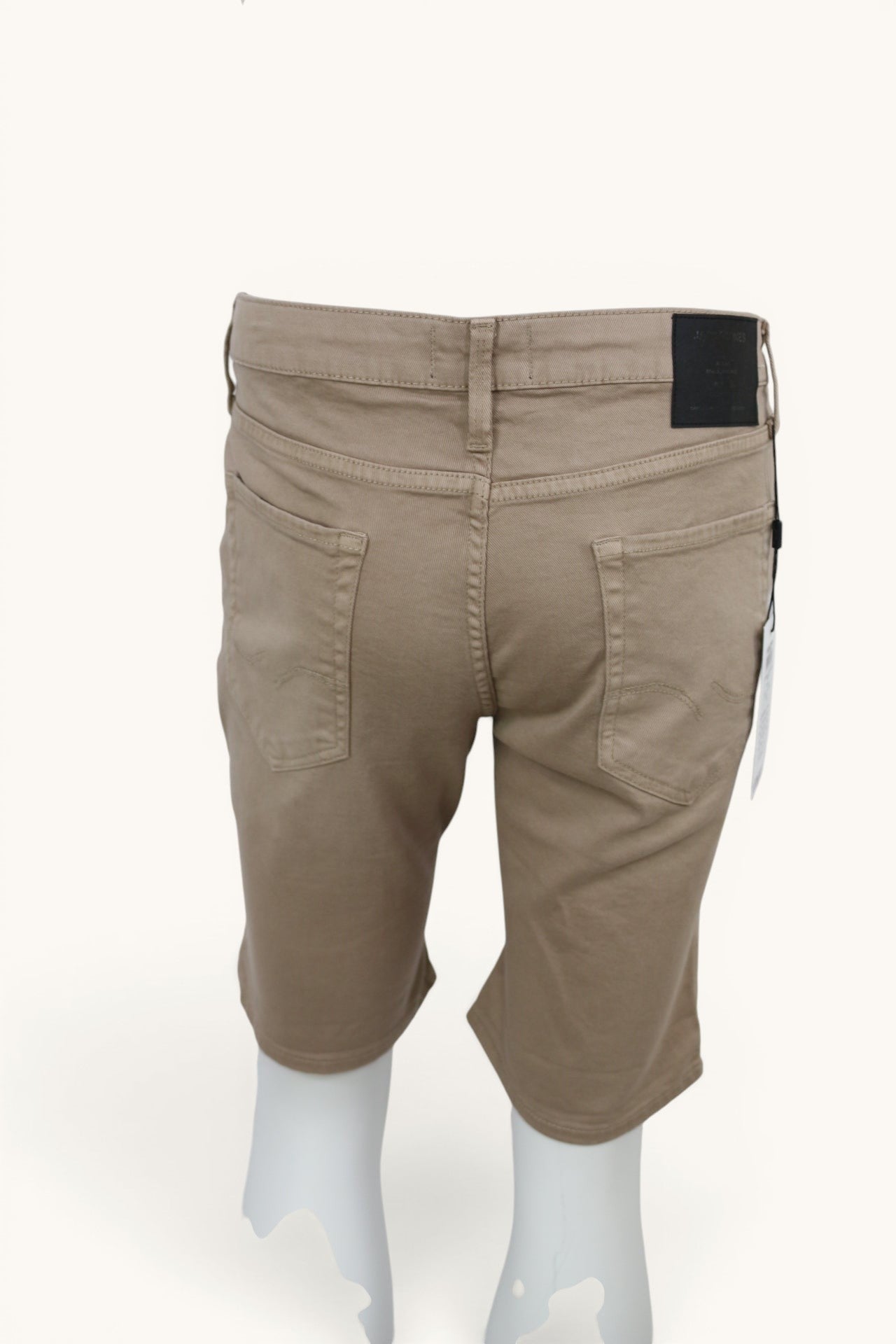Short en jean beige sable Frippindealz, coupe regular fit, 5 poches, style casual, neuf avec étiquette