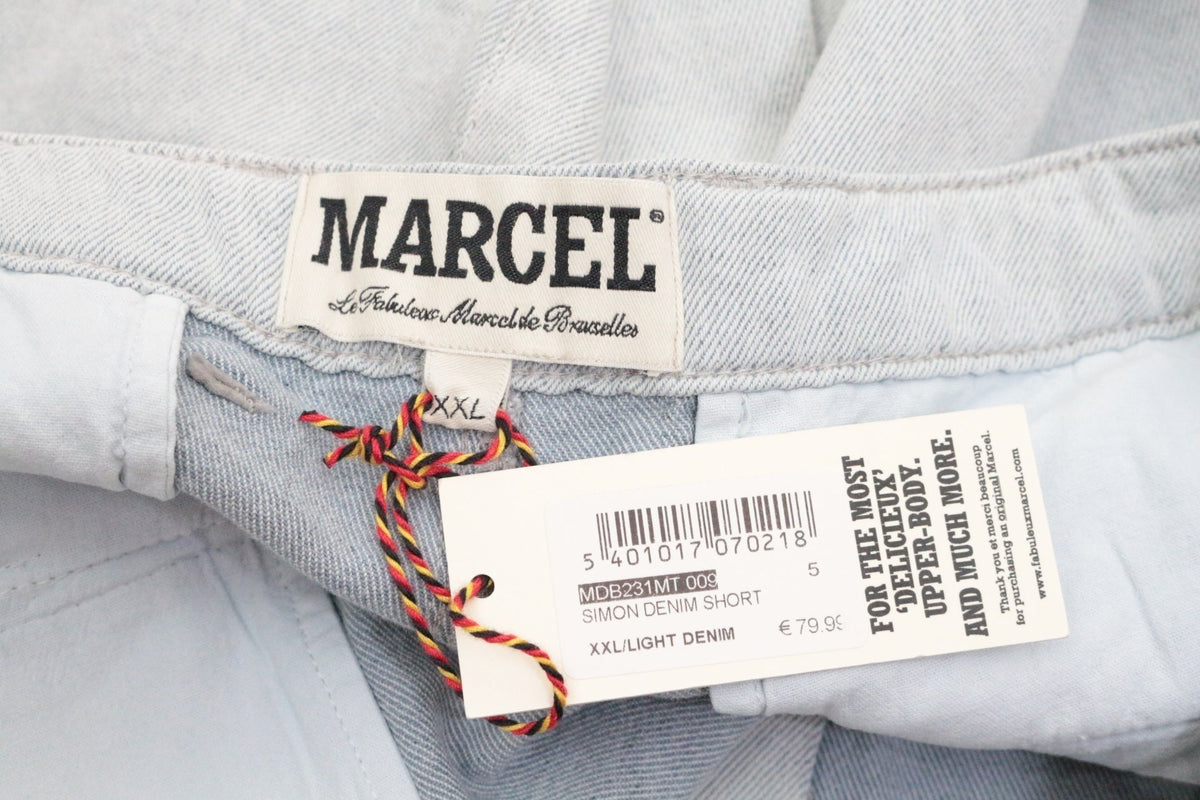 Short en jean bleu clair Marcel Bruxelles modèle Simon, taille XXL, neuf avec étiquette, vendu par Frippindealz.