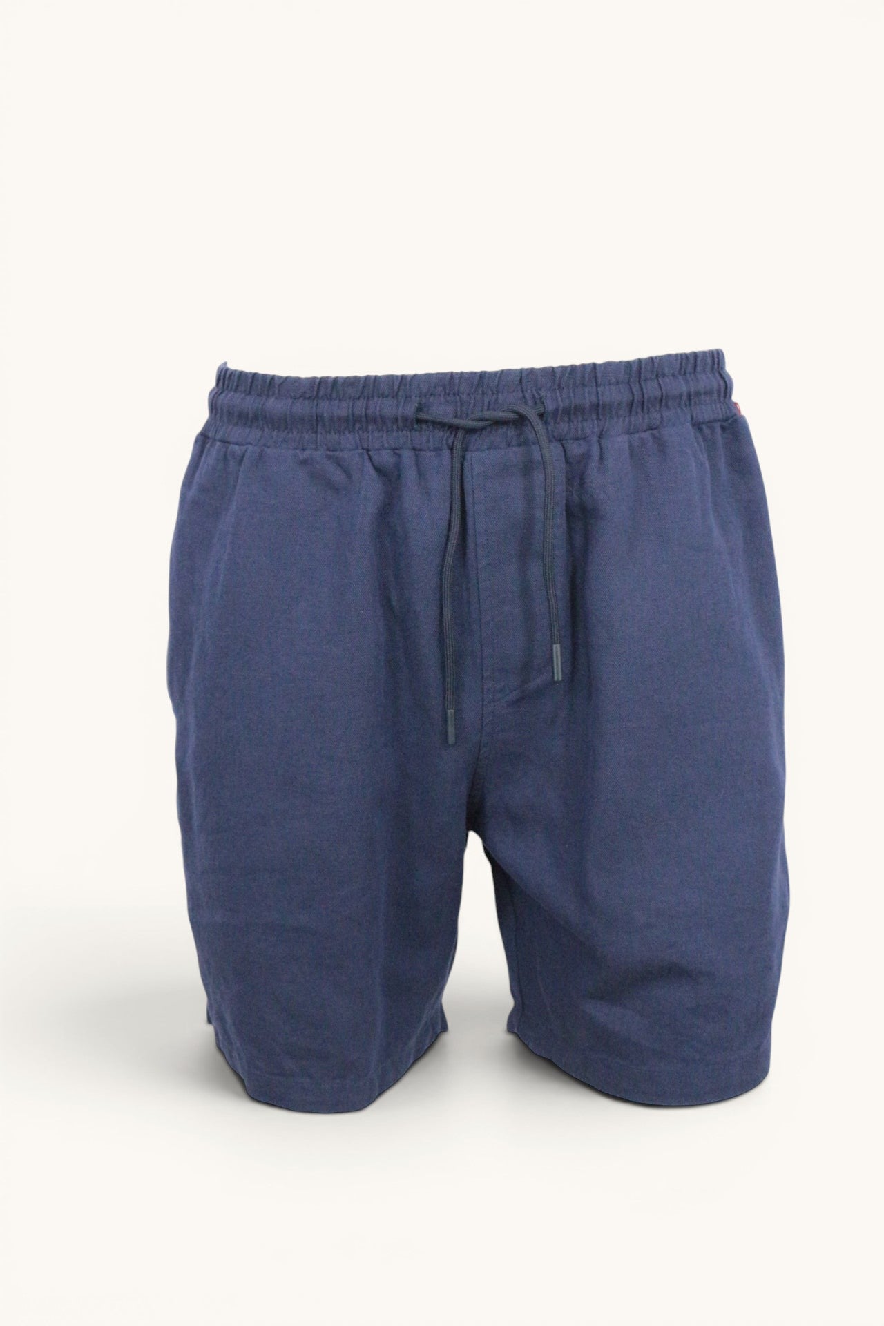 Short homme bleu marine Marcel Gabriel en mélange de lin avec taille élastiquée et cordon de serrage, Frippindealz