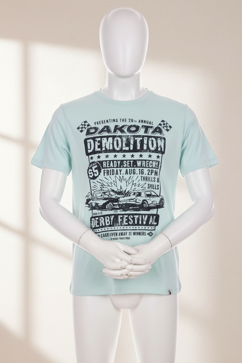 T-shirt Frippindealz FatFace bleu ciel en coton avec imprimé graphique vintage de derby sur le buste