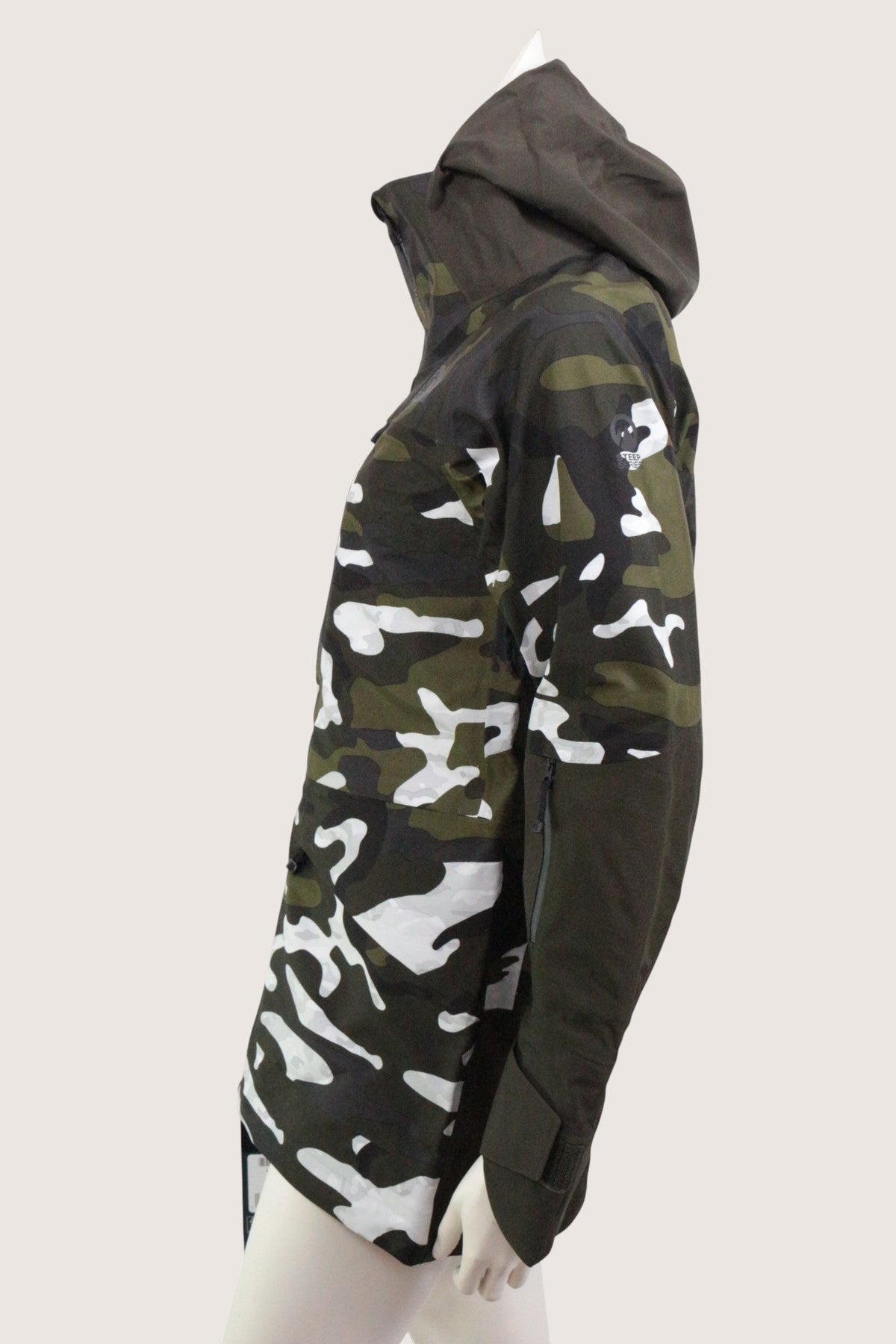 Veste à capuche camouflage Frippindealz The North Face en polyamide et polyester, vue de profil