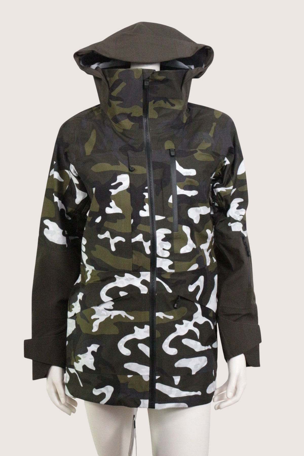 Veste à capuche Frippindealz The North Face à motif camouflage kaki, noir et blanc en polyamide et polyester