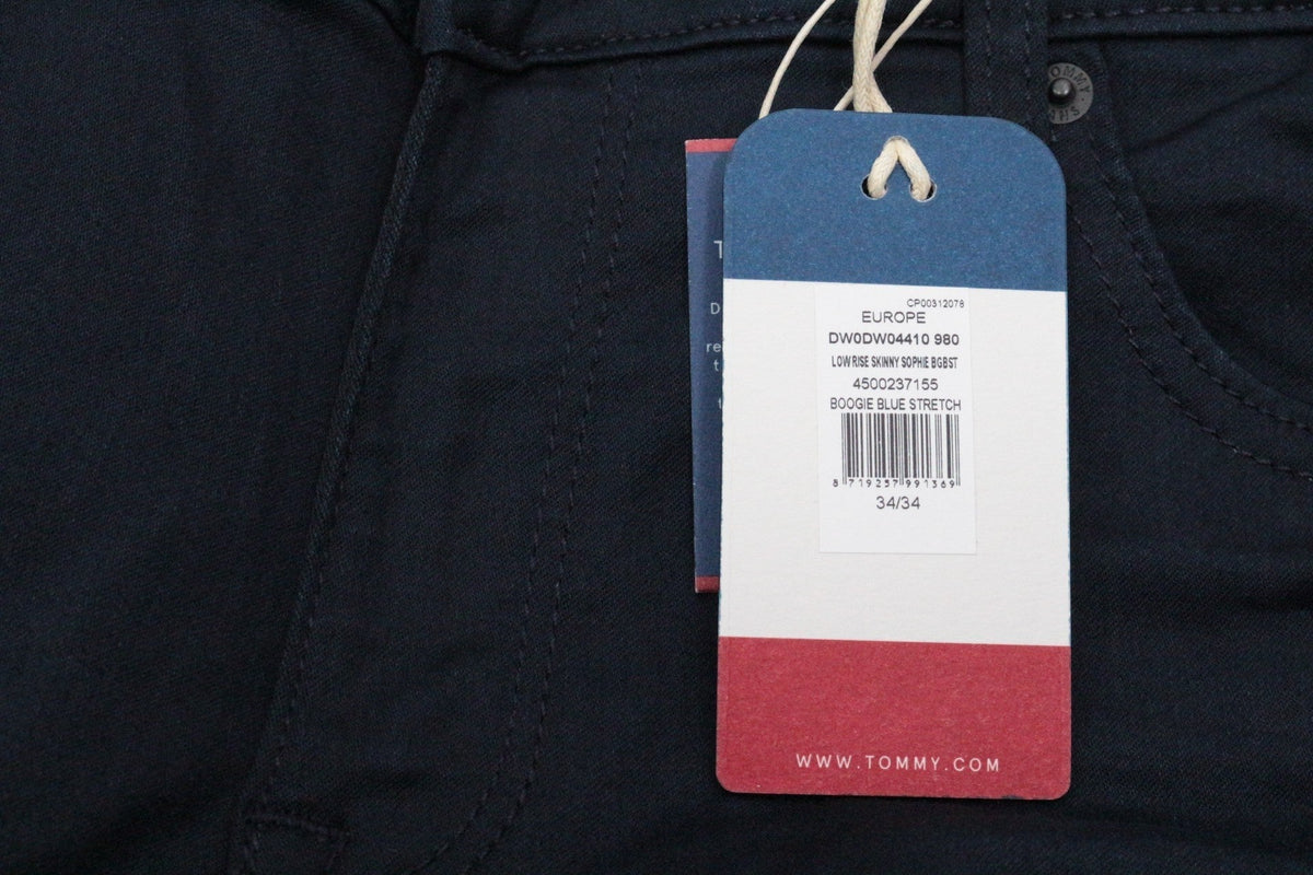 Pantalon skinny bleu marine Frippindealz Tommy Hilfiger Sophie Low Rise avec étiquette de prix neuve