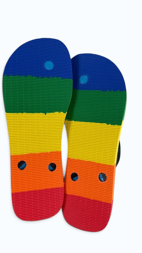 Tongs Frippindealz Havaianas en caoutchouc avec motif dégradé arc-en-ciel multicolore et semelle antidérapante