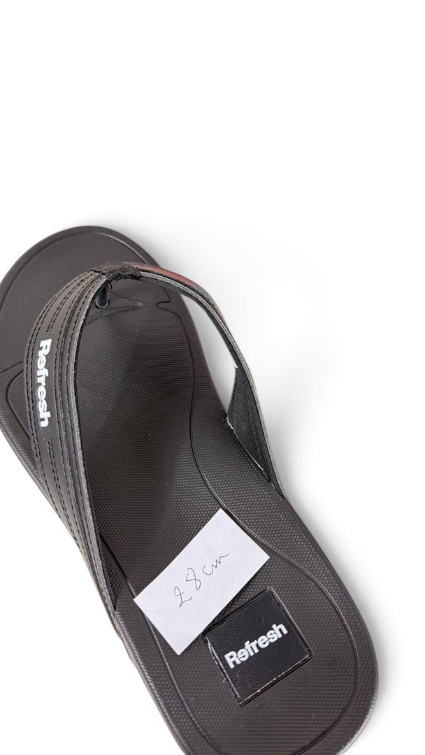 Tongs homme Frippindealz Refresh en cuir synthétique noir avec bride texturée et logo contrasté