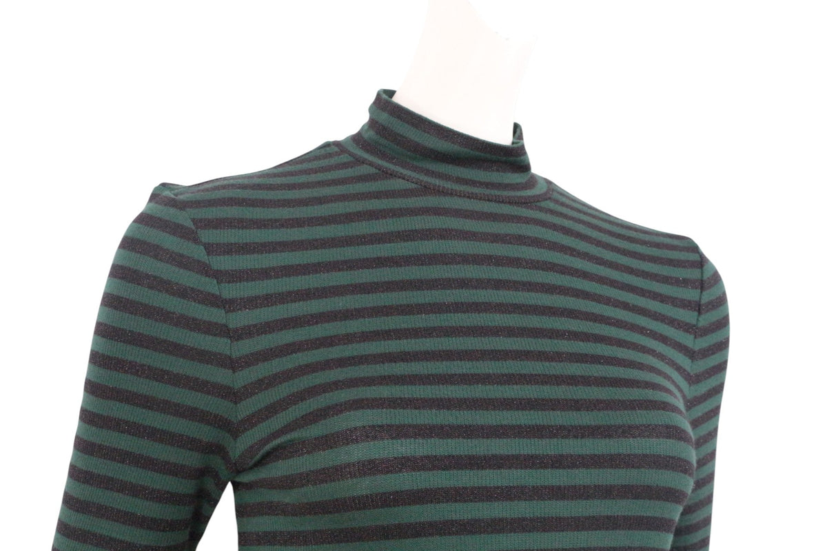 Top rayé noir et vert à col montant Hallhuber Donna en mélange viscose et coton, présenté par Frippindealz