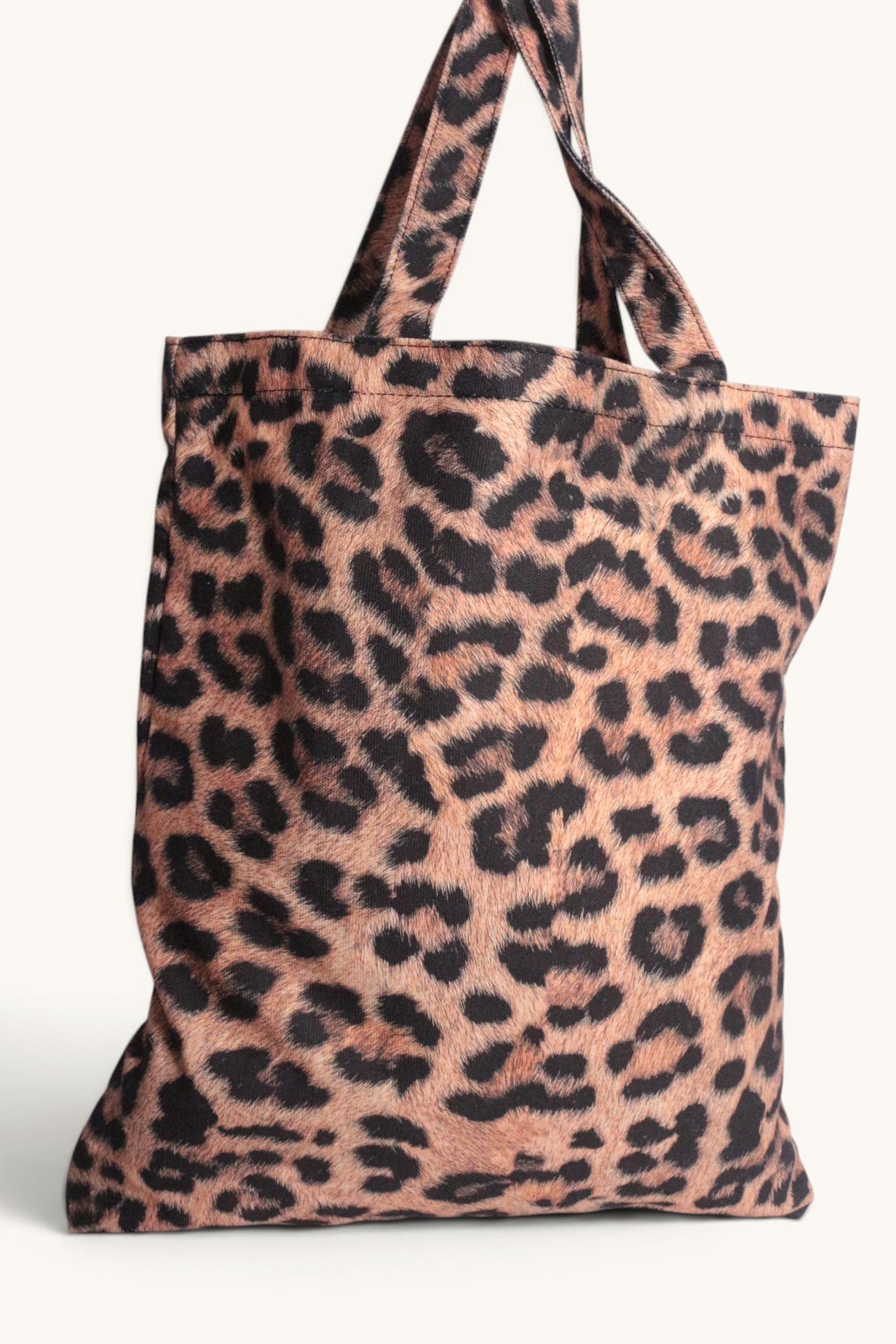 Sac fourre-tout TOTEISM en coton beige avec imprimé léopard, neuf avec étiquette, parfait pour un usage quotidien.