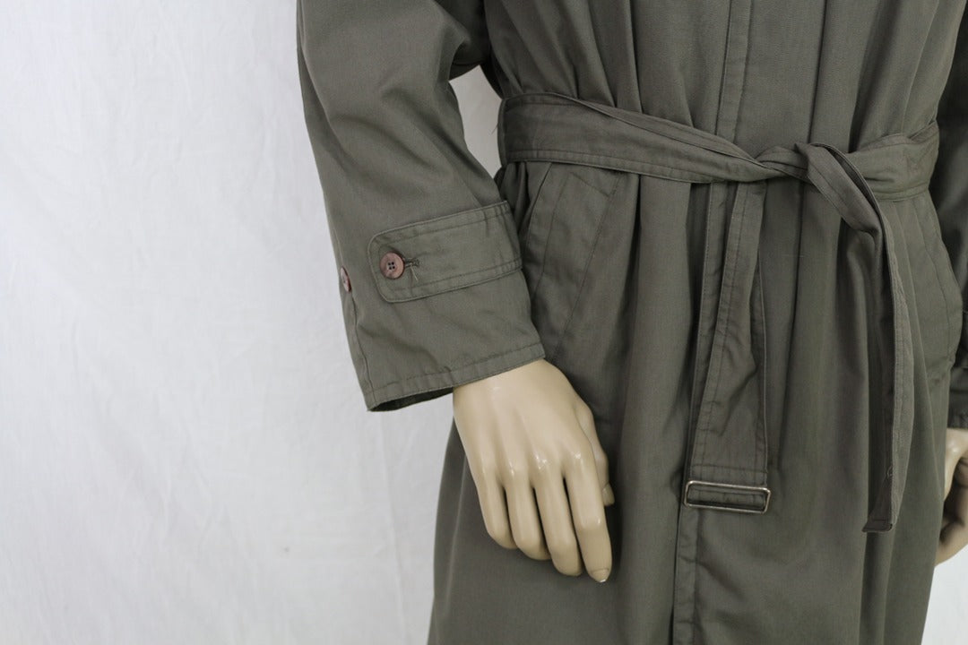 Trench coat Frippindealz John Stevens kaki en coton et polyester avec ceinture nouée et détails aux poignets