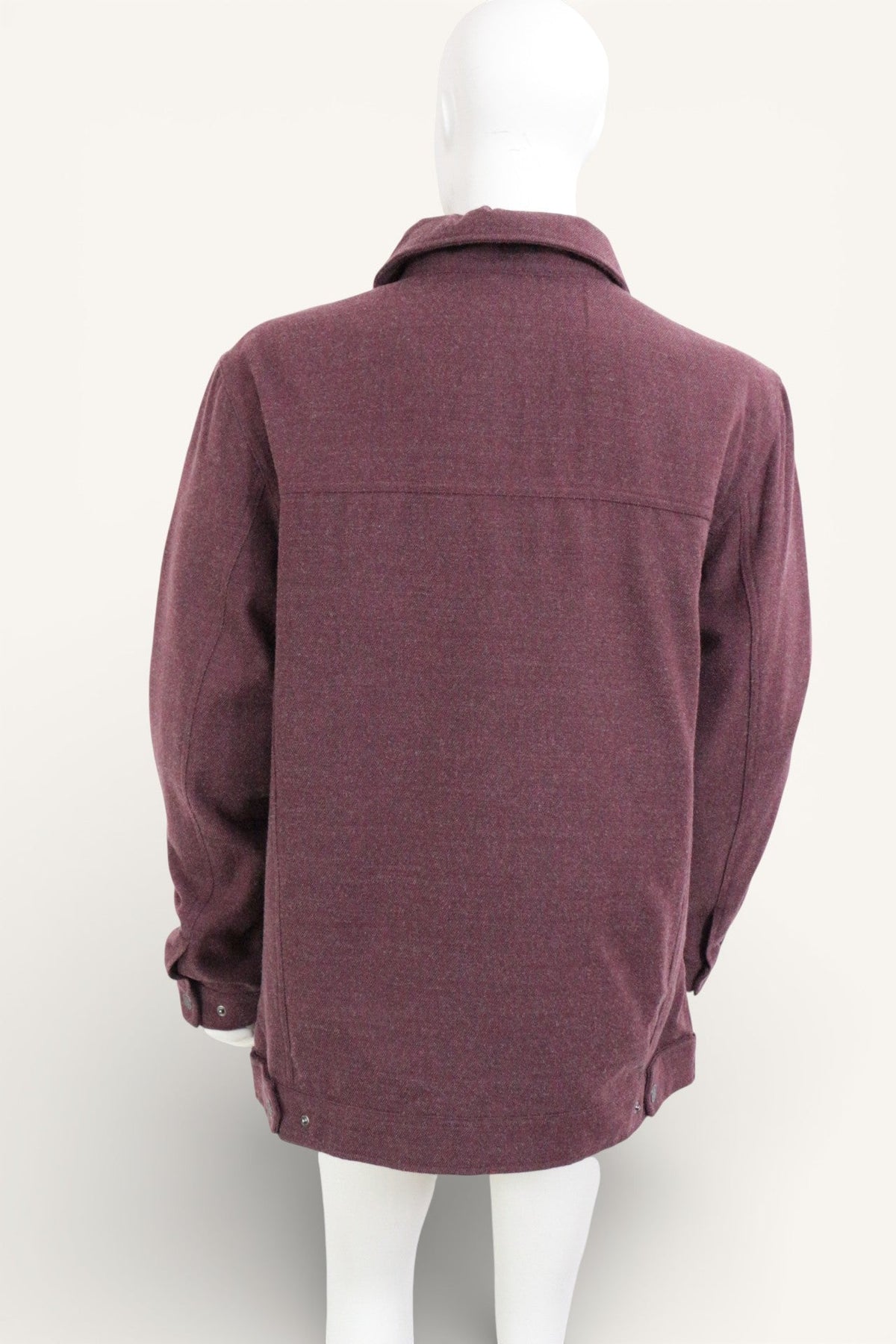 Vue arrière de la veste homme Frippindealz Obermayer bordeaux en mélange de laine, acrylique et polyester