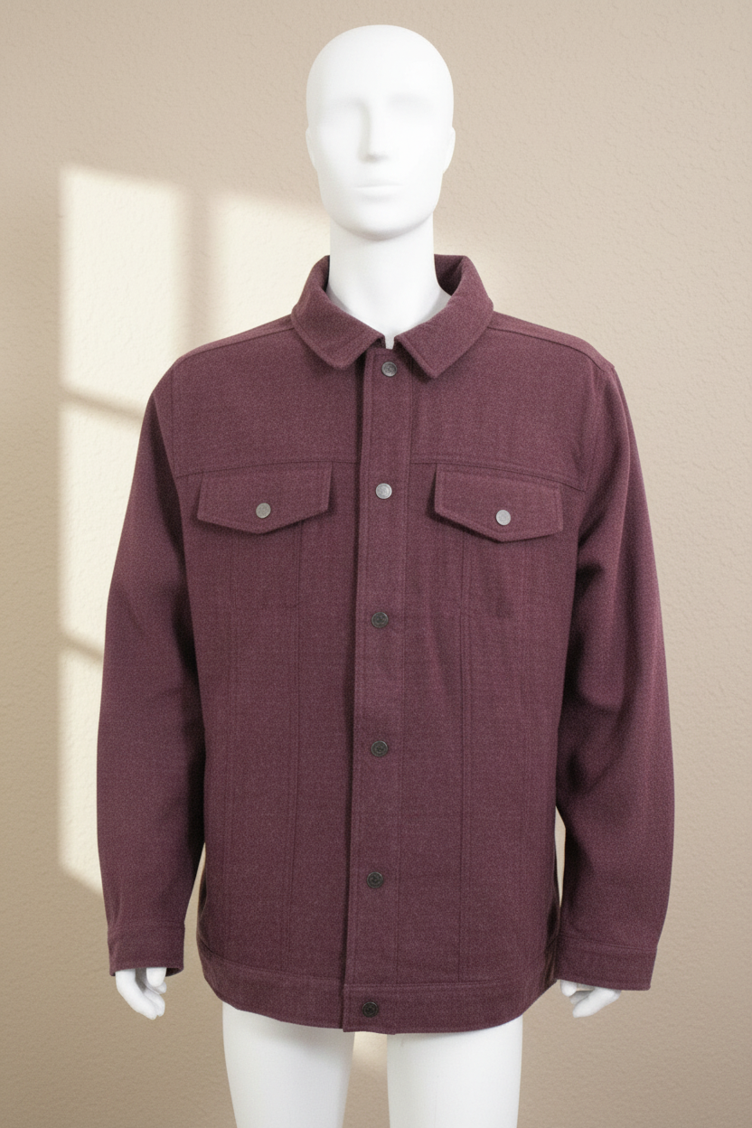 Veste homme Frippindealz Obermayer bordeaux en mélange de laine, coupe droite avec poches poitrine et boutons