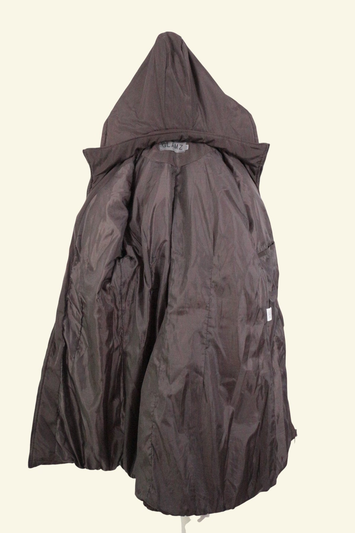 Veste imperméable marron Frippindealz Glamz avec capuche et doublure intérieure, taille XXL