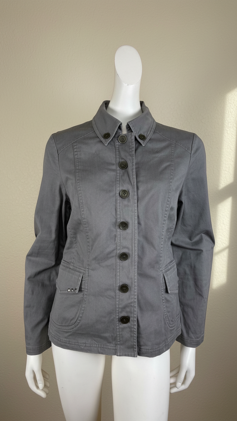 Veste Frippindealz Phildar grise en coton et élasthanne avec fermeture boutonnée et poches avant