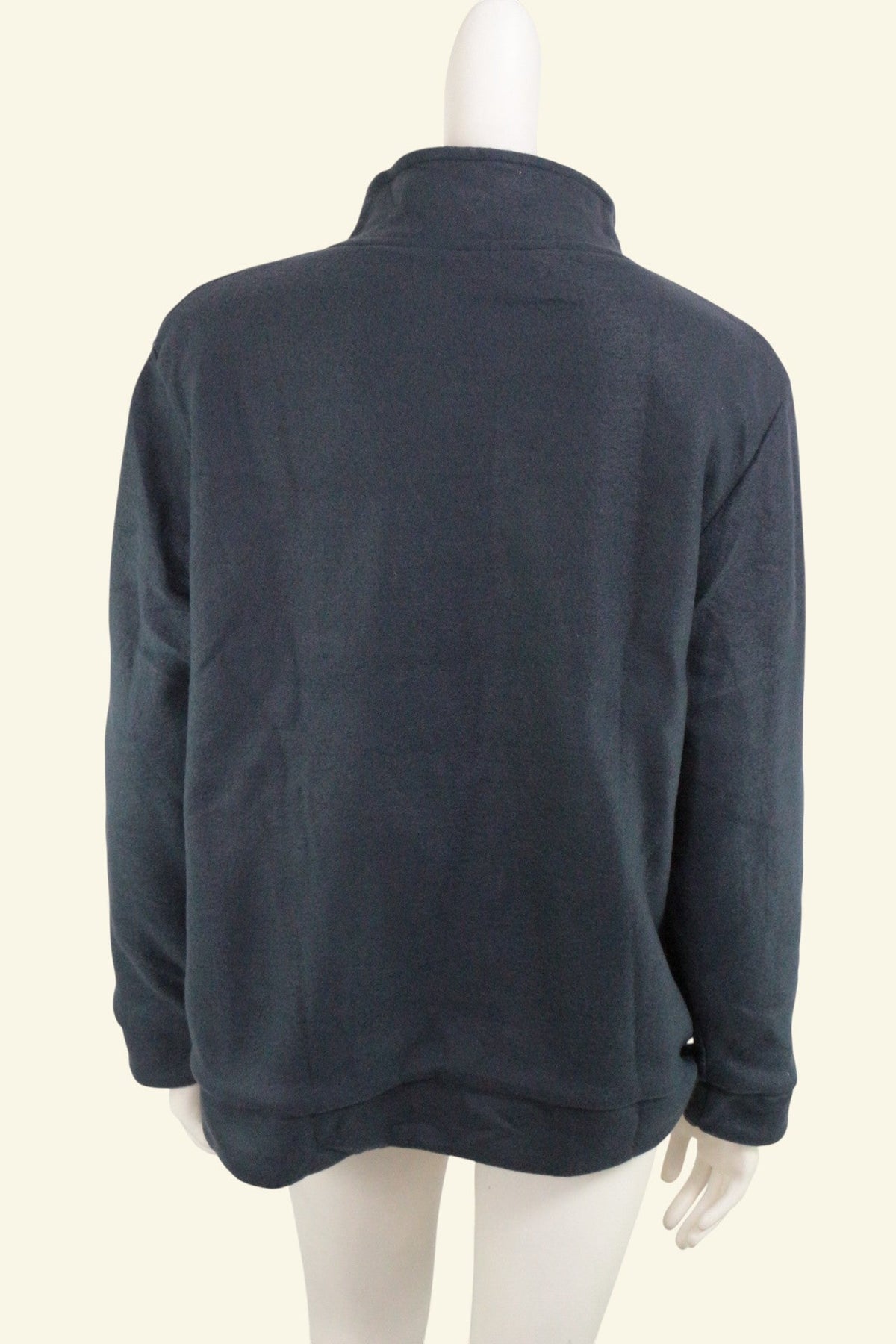 Veste polaire réversible Frippindealz Damart bleu marine en polyester vue de dos sur mannequin
