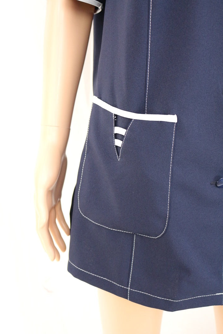 Veste sans manche Frippindealz Afibel bleu marine en polyester avec poche plaquée à détails contrastés et surpiqûres
