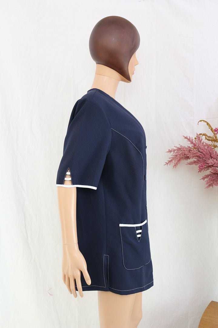 Veste sans manche Frippindealz Afibel bleu marine en polyester avec poches plaquées et détails contrastés blancs