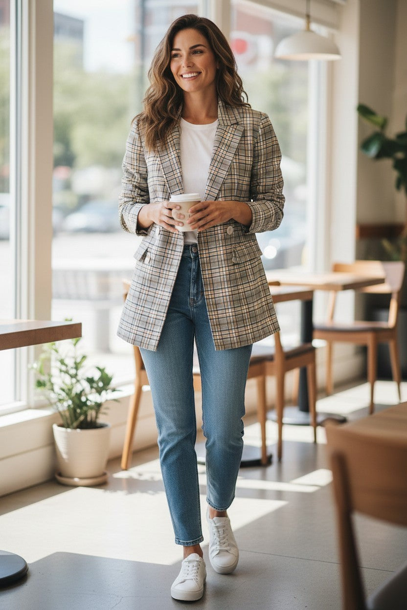 Massimo Dutti Blazer Lin, Coton Beige, Multicolore S  Très bon état