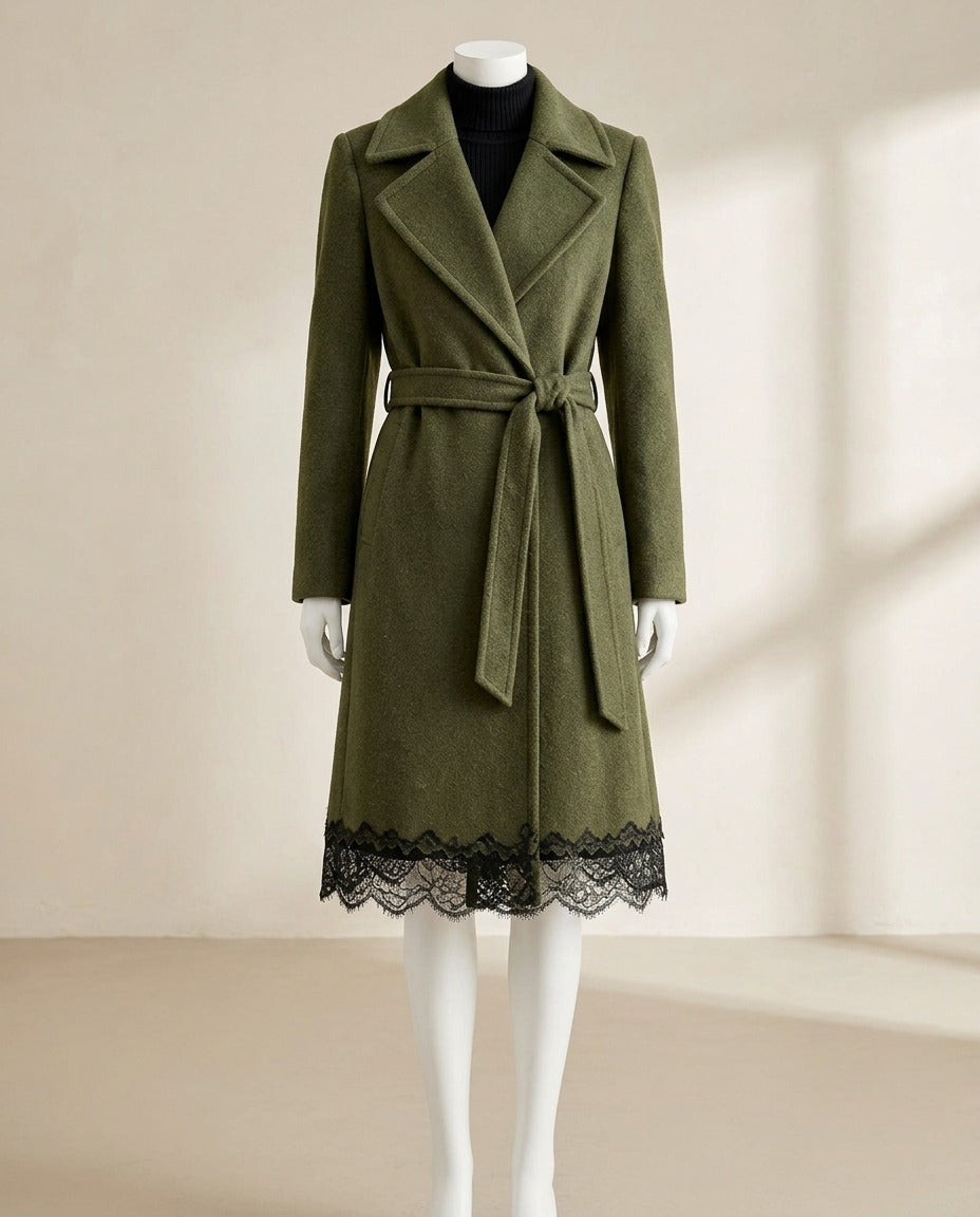 Manteau effet lainage vert militaire – photo 1 – Frippin'Dealz – photo retouchée par IA