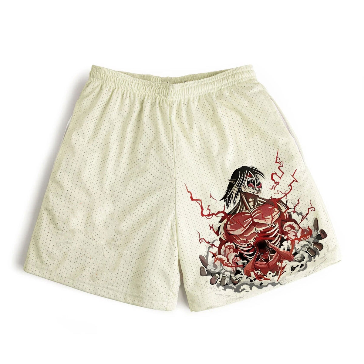 Short de bain beige imprimé Eren inspiré de L'Attaque des Titans – photo 1 – Frippin'Dealz