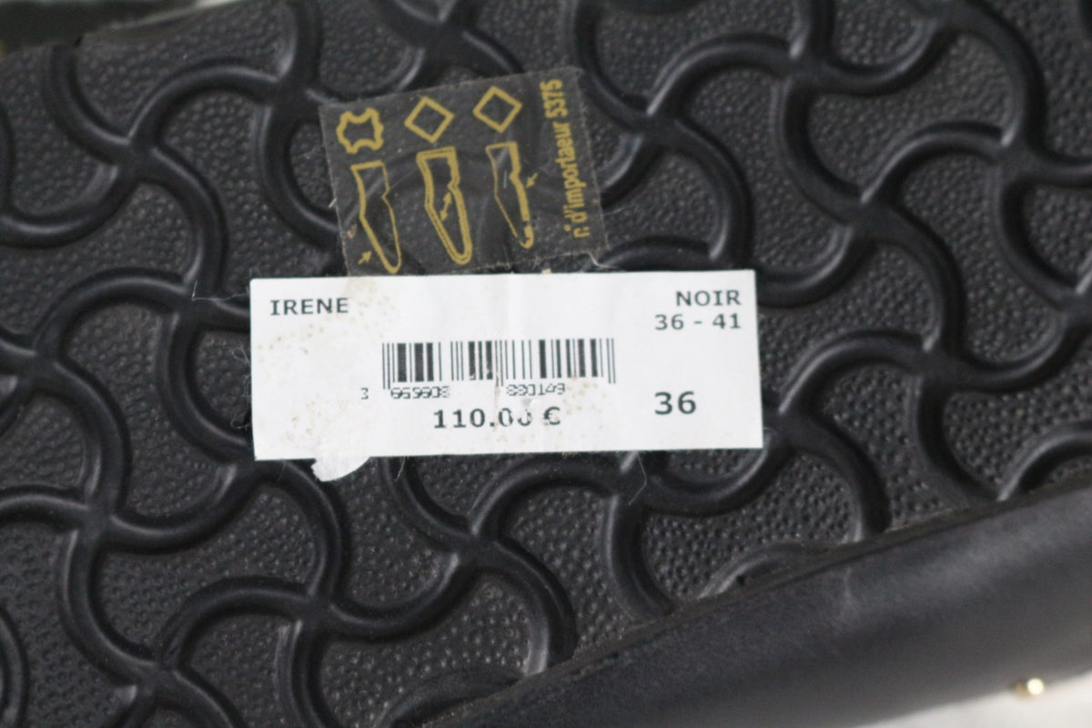 Étiquette Irene noir 36 collée sous la semelle des mules Minelli – Frippin'Dealz