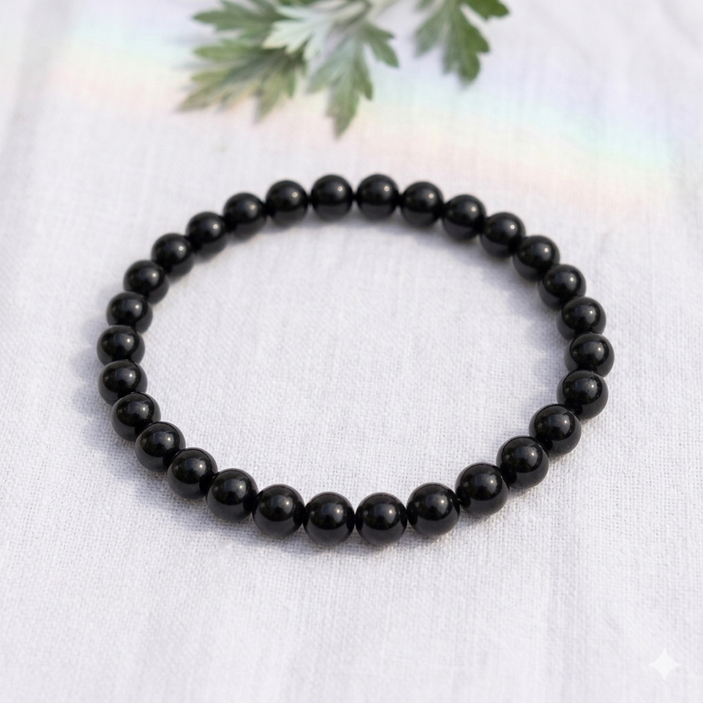 Bracelet Solstice et Minéraux en perles d'obsidienne noire naturelle – photo 1 – Frippin'Dealz