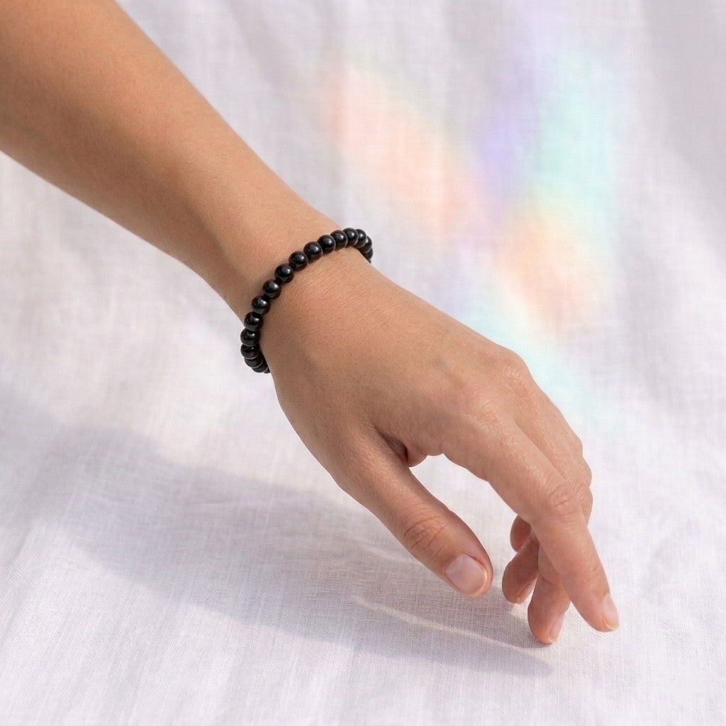 Bracelet Solstice et Minéraux en perles d'obsidienne noire naturelle – photo 2 – Frippin'Dealz