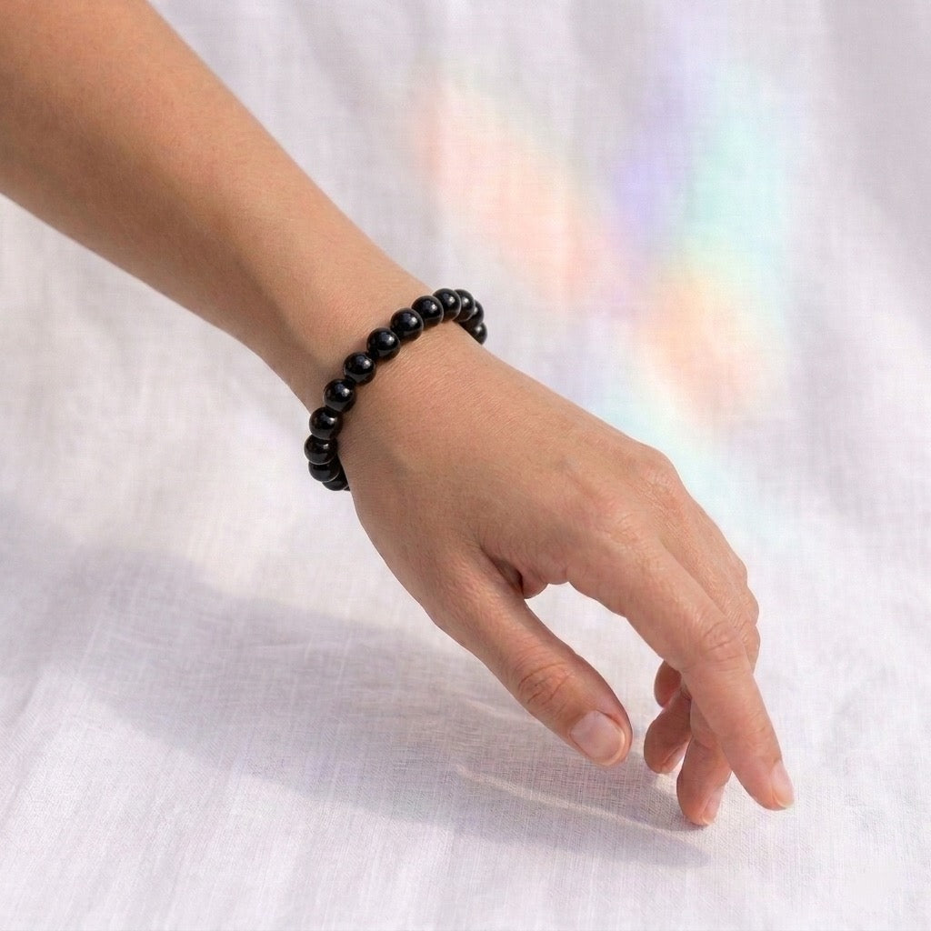 Bracelet Solstice et Minéraux en perles d'obsidienne noire naturelle – photo 5 – Frippin'Dealz