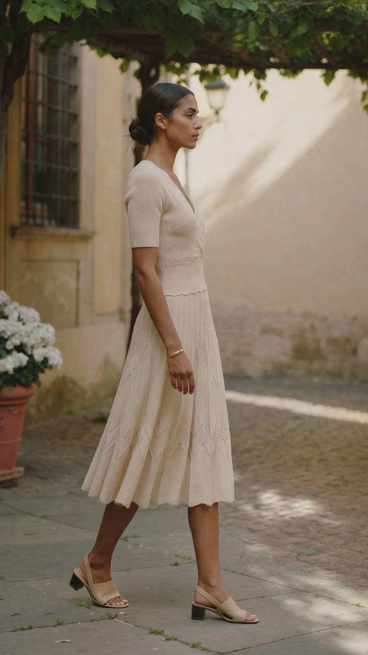 Robe Sandro maille beige taille S 1