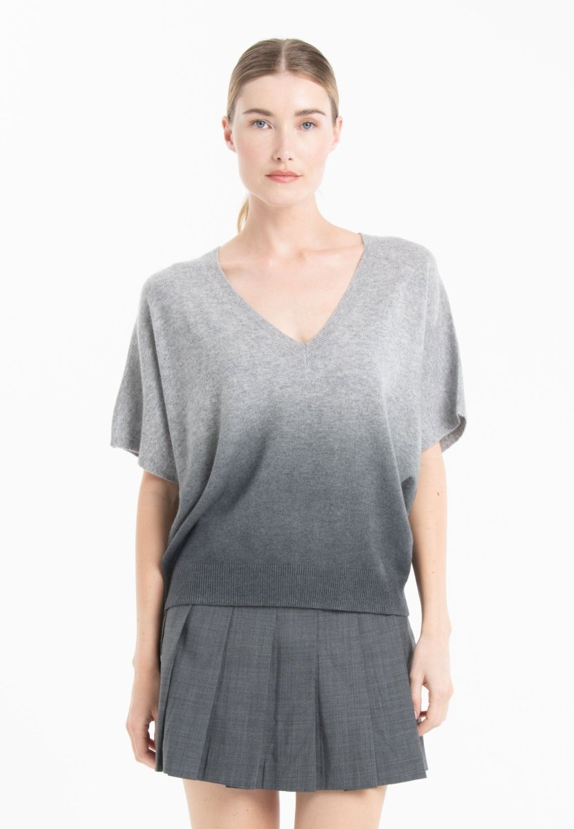 Pull col V Studio Cashmere8 en cachemire tie and dye gris – photo 3 – Frippin'Dealz