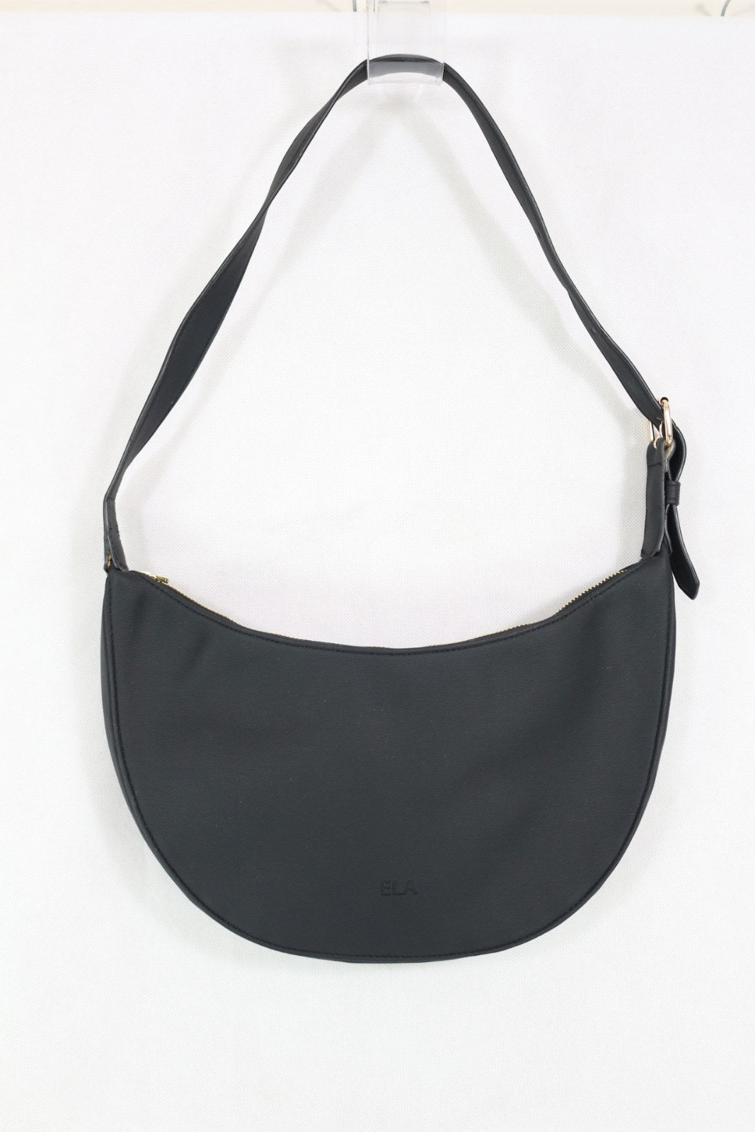Sac demi-lune Ela noir avec bandoulière réglable suspendu – Frippin'Dealz