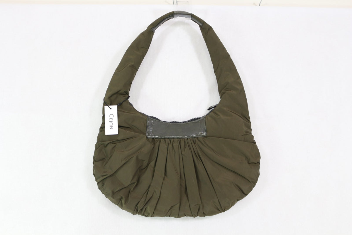 Sac hobo Cejon vert olive bouffant et froncé avec étiquette – Frippin'Dealz
