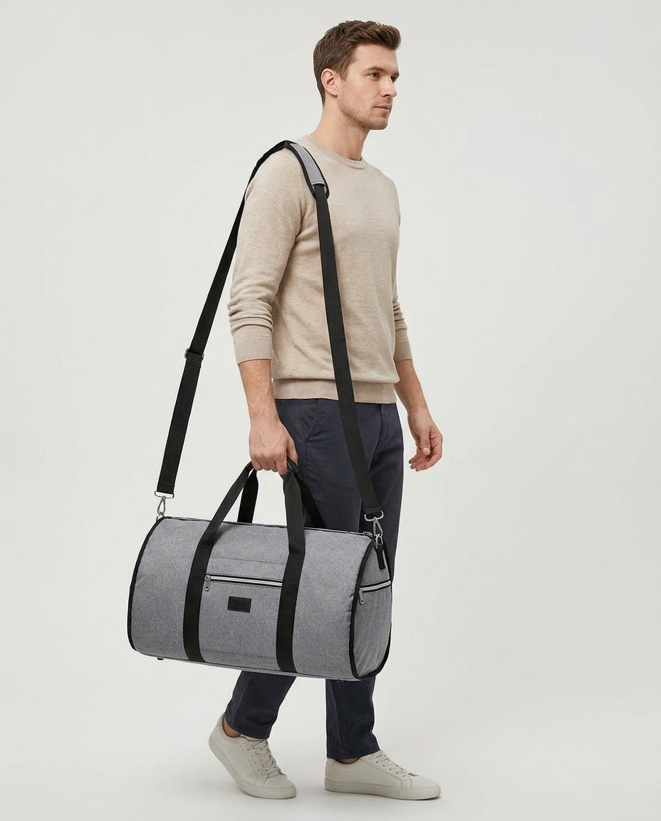 Sac de voyage 2 en 1 porte-costume homme imperméable 4 couleurs porté – photo générée par IA