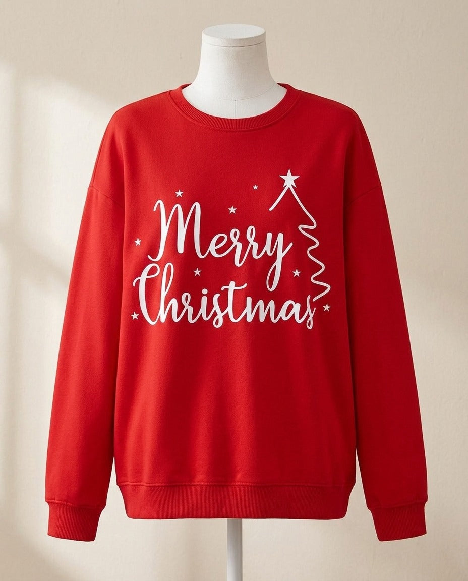 Sweat Merry Christmas calligraphié – photo 1 – Frippin'Dealz – photo retouchée par IA
