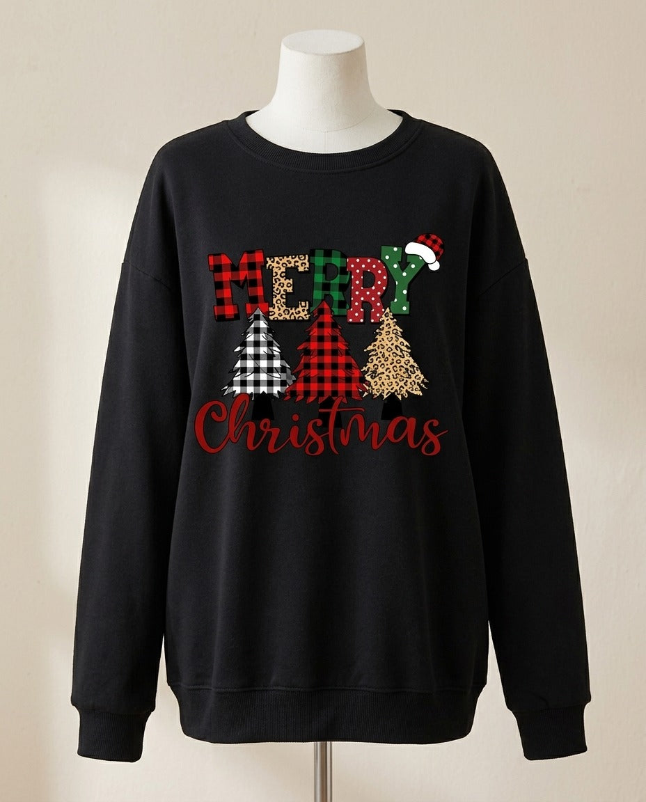 Sweat oversize Merry Christmas tartan – photo 1 – Frippin'Dealz – photo retouchée par IA