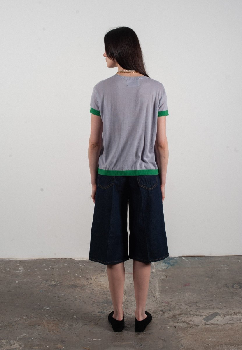 T-shirt Studio Cashmere8 en cachemire et laine ultrafin lavande et vert – photo 1 – Frippin'Dealz
