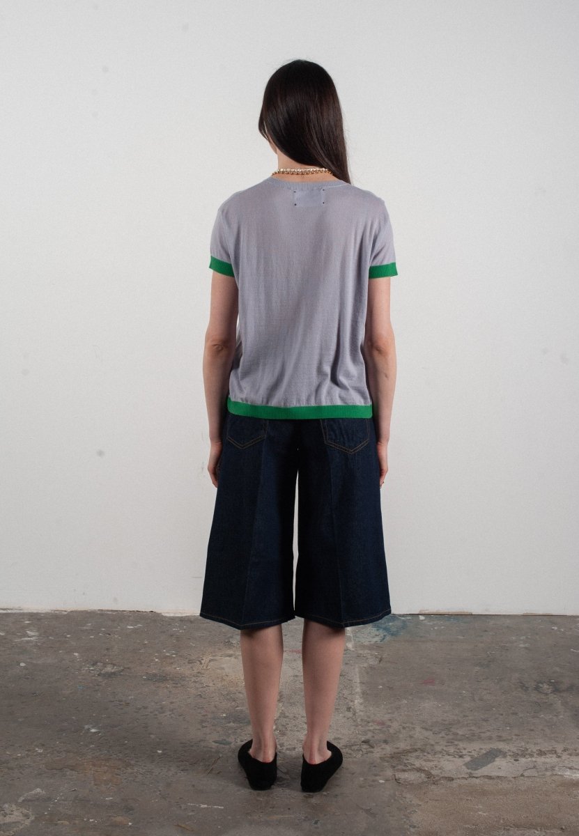 T-shirt Studio Cashmere8 en cachemire et laine ultrafin lavande et vert – photo 3 – Frippin'Dealz