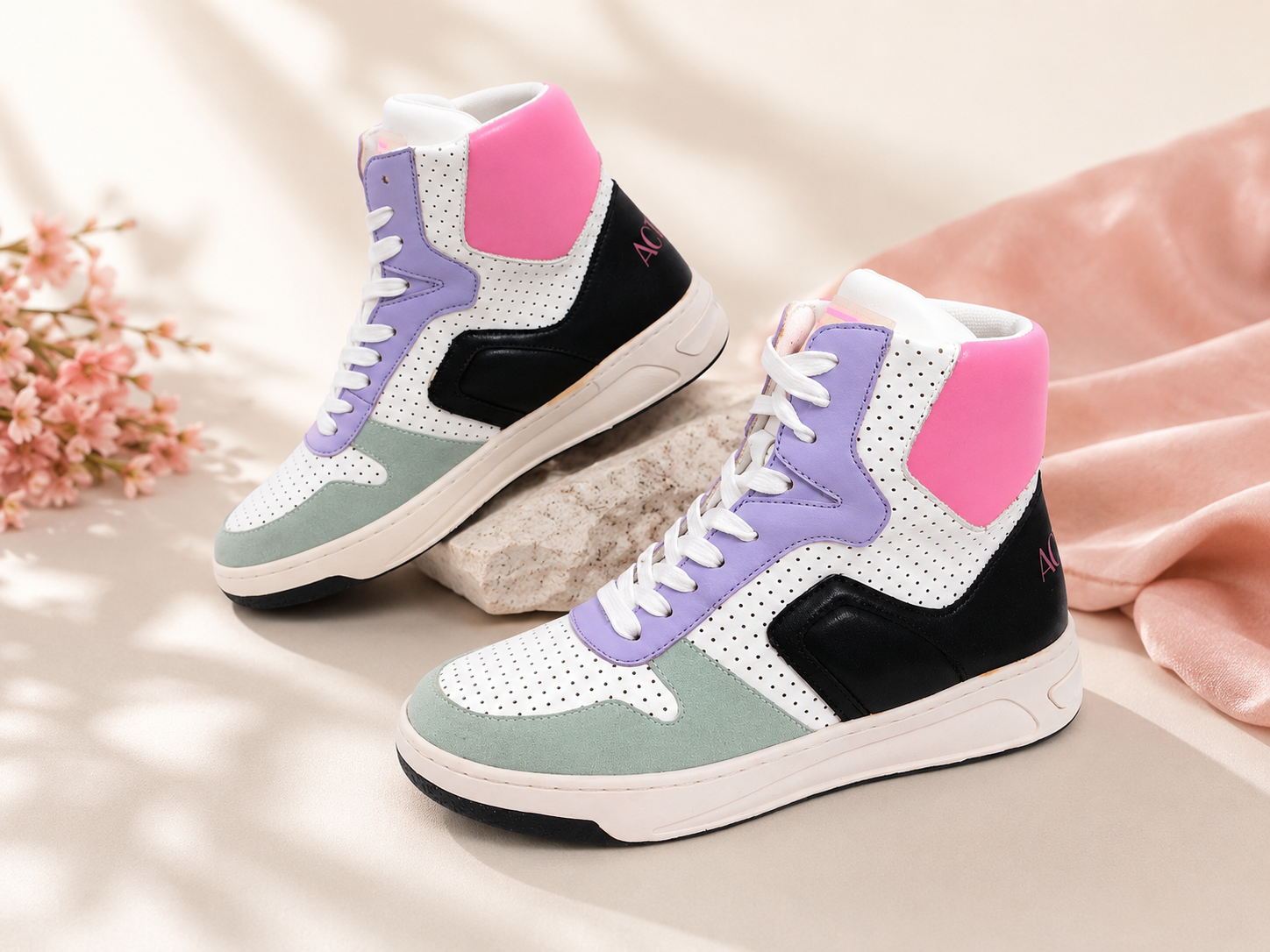 Twinset Baskets montantes Cuir Rose, Noir, Multicolore  39 Neuf