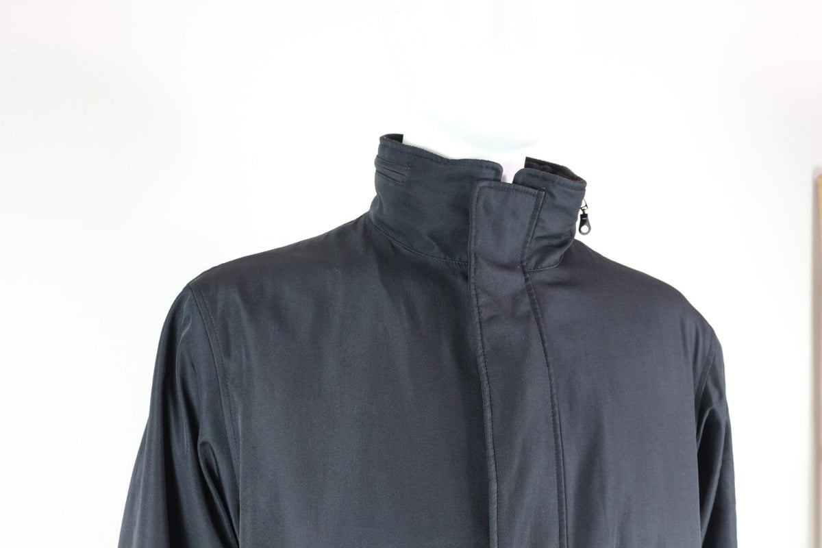 Veste mi-longue Brice noire homme avec col montant, vue de face – Frippin'Dealz