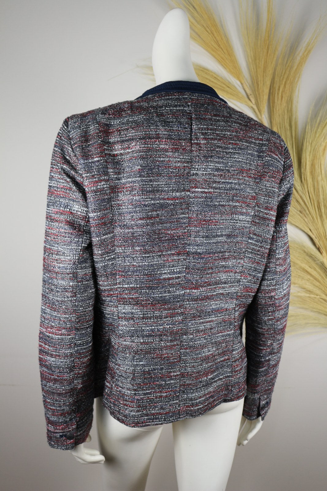 Dos de la veste edc tweed marine, rouge et argenté – Frippin'Dealz